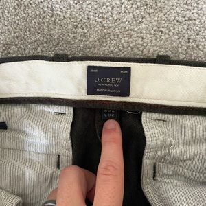 J Crew, forest green trousers. Slim fit.